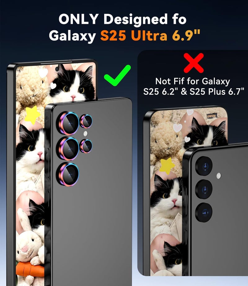 CloudValley for Samsung Galaxy S25 Ultra Camera Lens Protector, 9H Tempered Glass + Aluminum Alloy Individual Lens Protective Ring, [1 Second Installaion] Ultra-HD Glass Cover,Titanium Colorful - Image 5